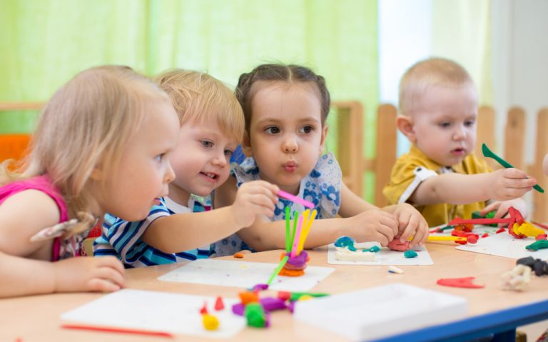 young toddlers at a daycare center during an activity